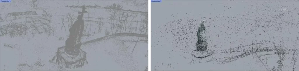 初始化点云和训练迭代后点云对比